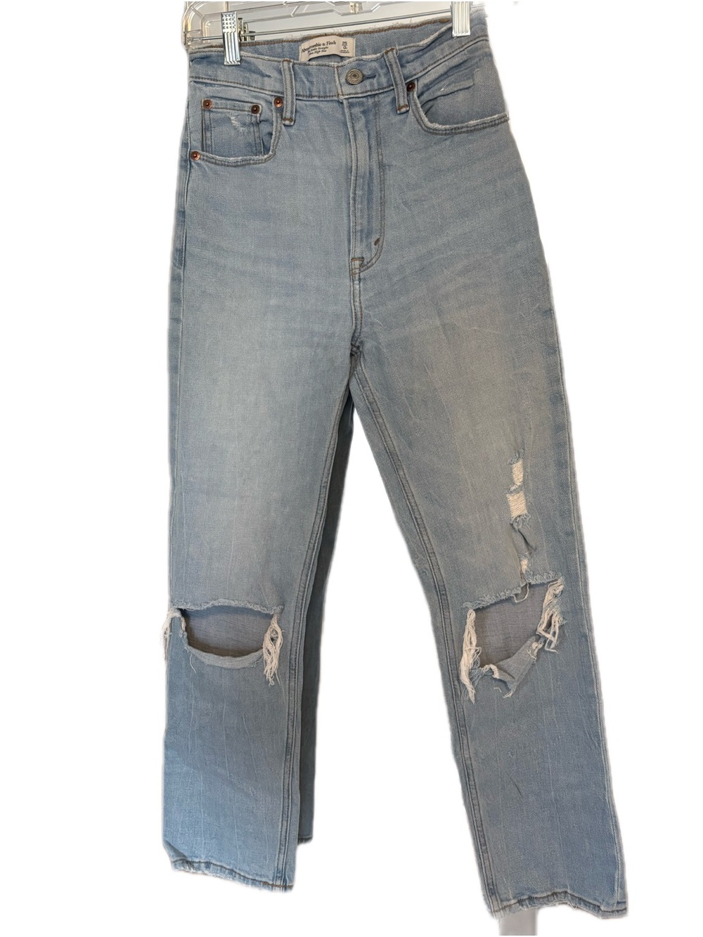 Abercrombie & Fitch Light Blue Distressed High-Rise Jeans